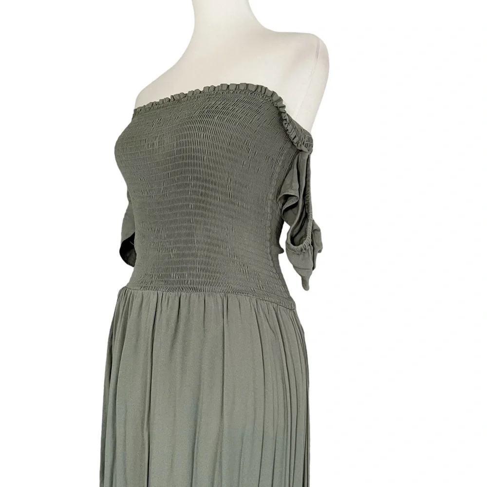 Young Fabulous‎ & Broke Womens Sage Green Smocked Maxi Dress
